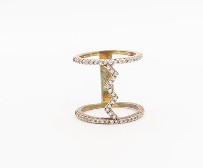 925 Sterling Silver Vintage Ring Gold Plated Bordered Topaz Sz 6.5  RG27991
