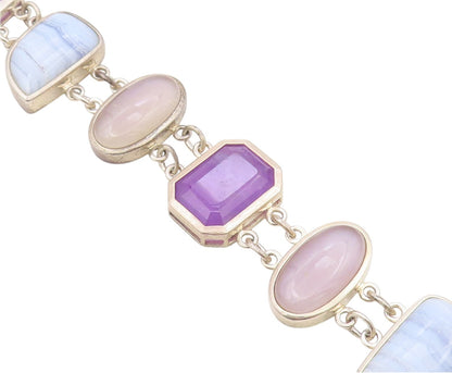925 Sterling Silver Vintage Bracelet WHITNEY KELLY Multi Gemstone Link  BT12115