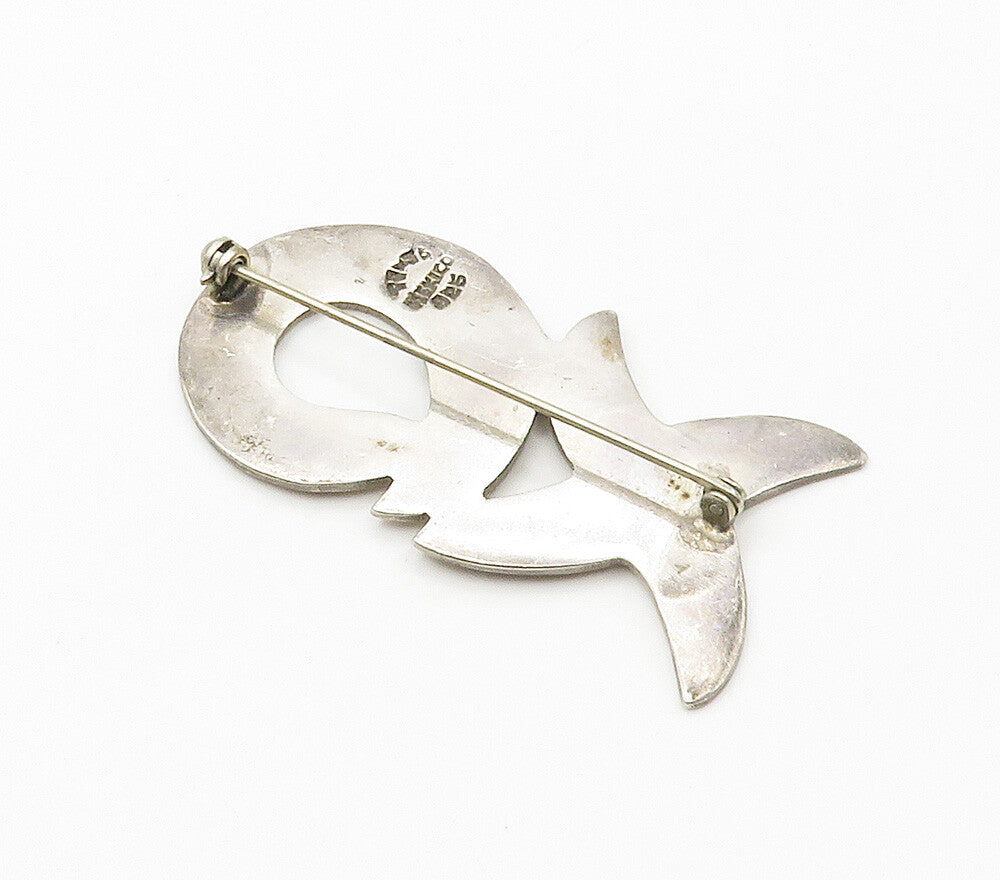 MEXICO 925 Sterling Silver  Vintage XO Hugs & Kisses Smooth Brooch Pin  BP6136