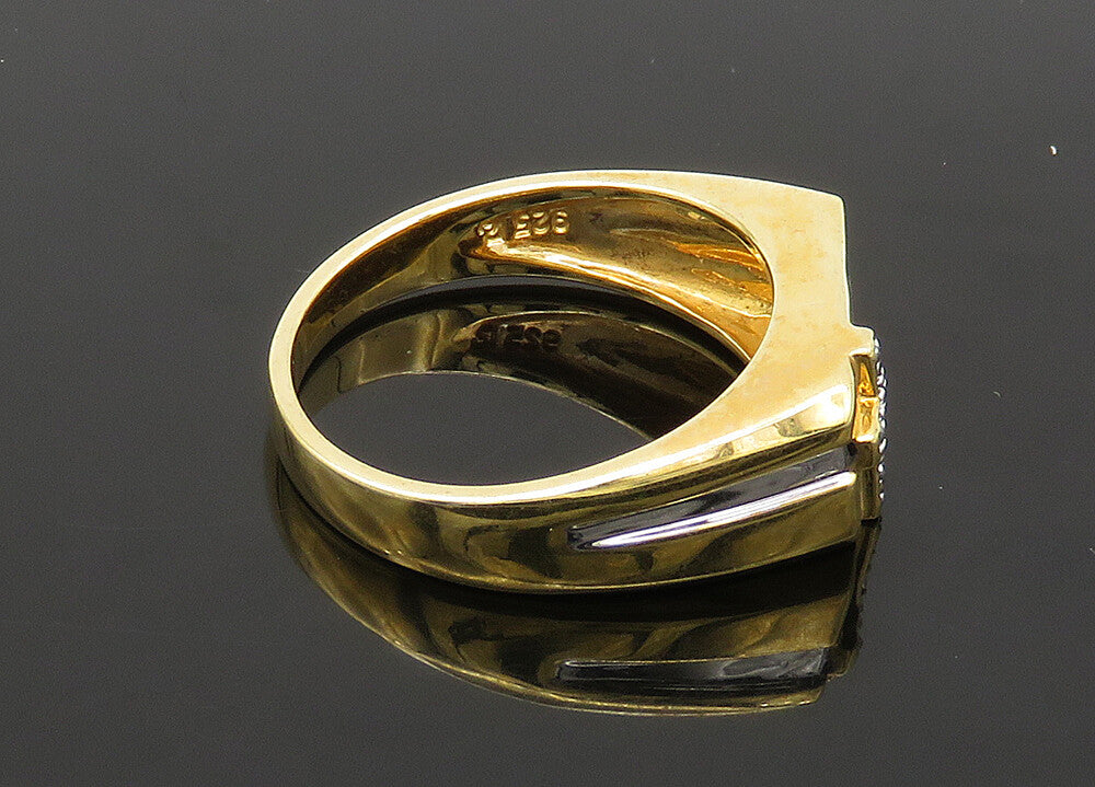 925 Silver  Vintage Genuine Diamond Religious Cross Band Ring Sz 12  RG21193