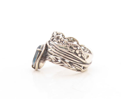 925 Sterling Silver Vintage Ring OR PAZ ISRAEL Drop Cut Topaz  Sz 8.5  RG31518