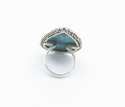 925 Sterling Silver  Cabochon Turquoise Pear Shape Cocktail Ring Sz 6  RG8530