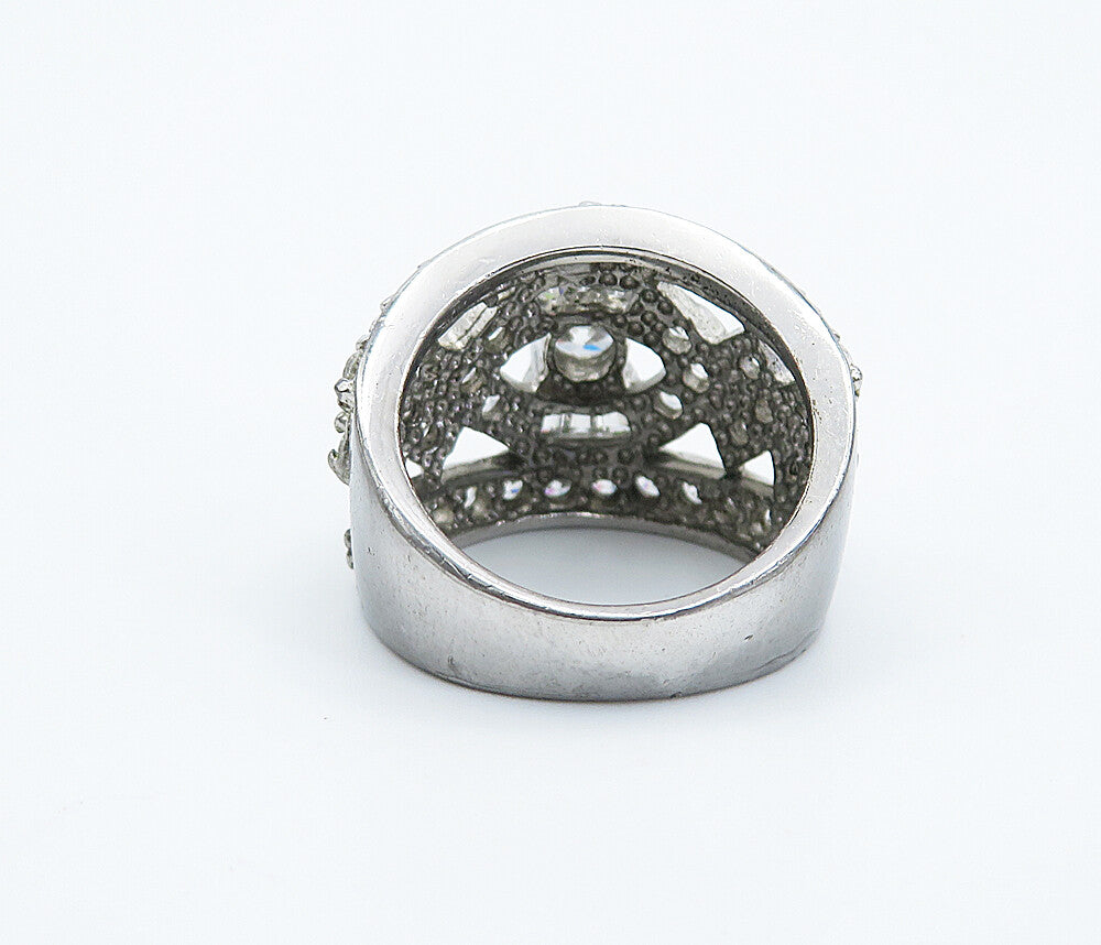 ROSS SIMON 925 Silver  Vintage Sparkling Cubic Zirconia Band Ring Sz 5  RG8572