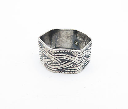 925 Sterling Silver  Vintage Antique Braided Hexagon Band Ring Sz 8  RG4118