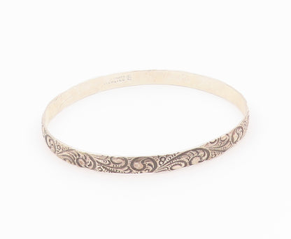 DANECRAFT 925 Silver  Vintage Shiny Swirl Pattern Bangle Bracelet  BT8856