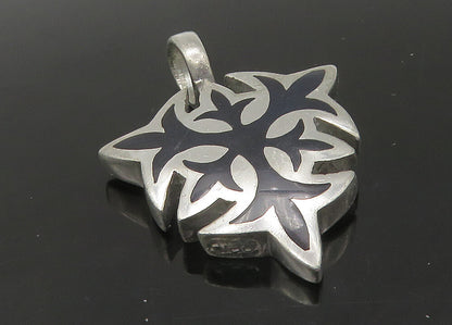 BICO 925 Sterling Silver   Vintage Blue Resin Design Hollow Pendant  PT18295