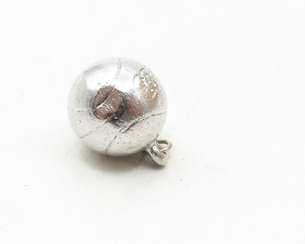 925 Sterling Silver  Vintage Shiny Hollow Basketball Sports Pendant  PT7565