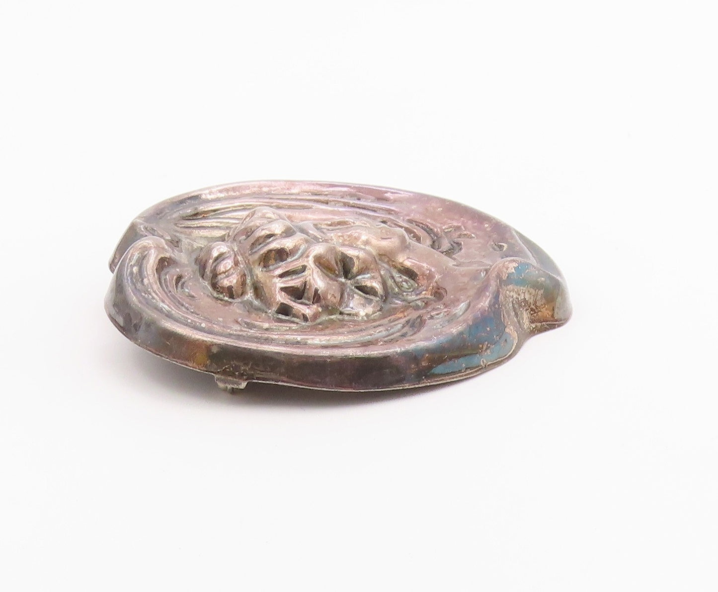 MEXICO 925 Silver  Vintage Oxidized Modernist Woman's Face Brooch Pin  BP4795