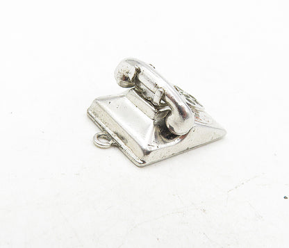 925 Sterling Silver  Vintage Shiny Old Fashioned Telephone Pendant  PT6575
