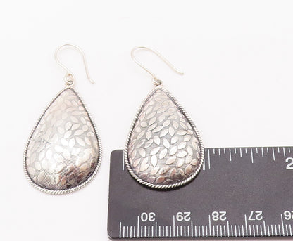 925 Sterling Silver Vintage Earrings DOUG PAULUS Drop Shape Leaf Carved  EG12989
