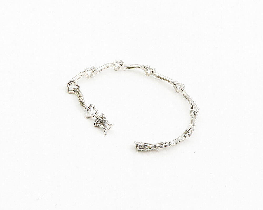 925 Sterling Silver  Genuine Diamonds Open Love Heart Chain Bracelet  BT7084