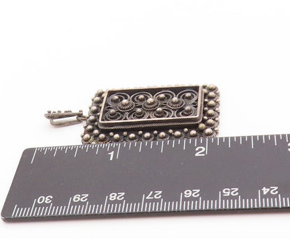 925 Sterling Silver Vintage Pendant Dark Tone Wired Floral Design  PT24230