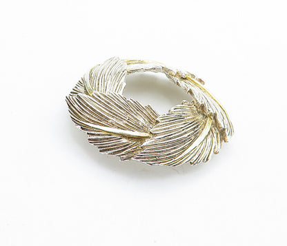 MEXICO 925 Sterling Silver  Vintage Shiny Floral Leaf Wreath Brooch Pin BP2639
