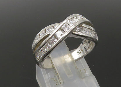 925 Sterling Silver  Vintage Shiny Cubic Zirconia Band Ring Sz 6  RG22596