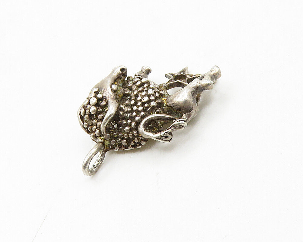 925 Sterling Silver  Vintage Petite Dark Tone Bull & Star Pendant  PT13831