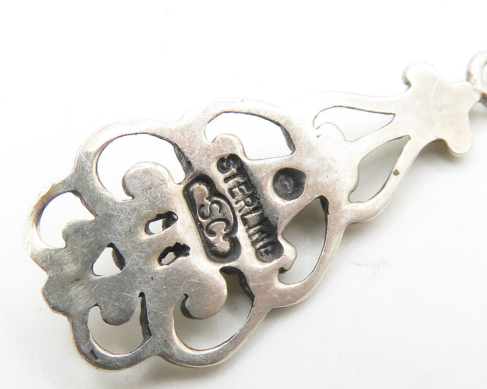 SILVER CLOUD 925 Silver  Vintage Black Onyx Shiny Swirl Pendant  PT14599