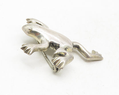 ZINA 925 Sterling Silver  Vintage Dark Tone Frog Motif Brooch Pin  BP3625