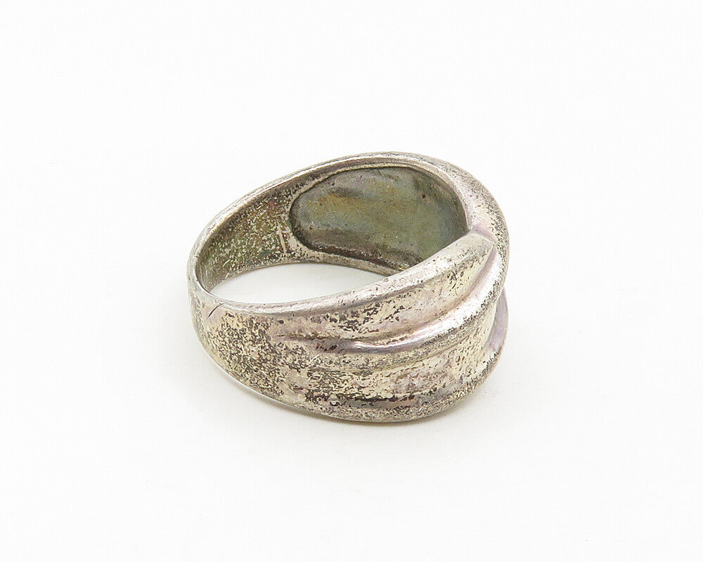 925 Sterling Silver  Vintage Dark Tone Smooth Tapered Band Ring Sz 7  RG17748