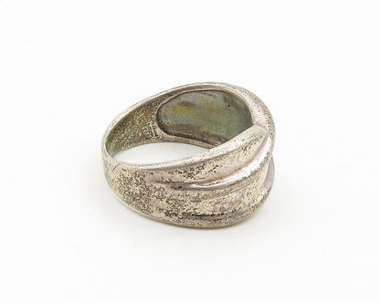 925 Sterling Silver  Vintage Dark Tone Smooth Tapered Band Ring Sz 7  RG17748