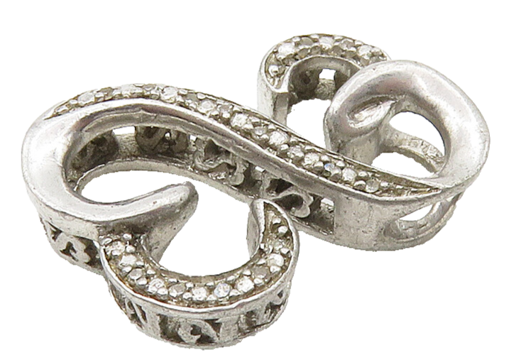 925 Sterling Silver  Genuine Diamonds Infinity Love Heart Pendant  PT12436