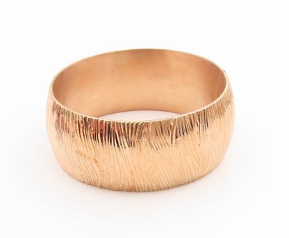 925 Sterling Silver Vintage Bracelet Gold Plated Textured Wide Bangle  BT12008