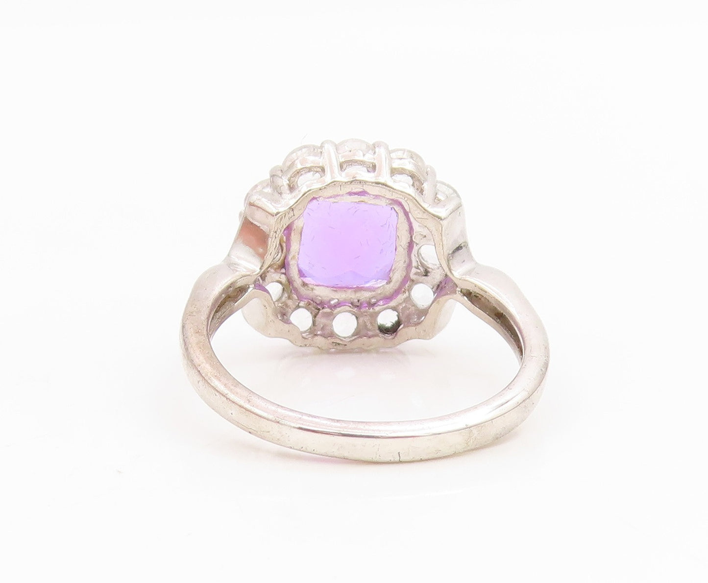 925 Sterling Silver Vintage Ring Amethyst & Topaz Floral Cluster  Sz 8  RG35034