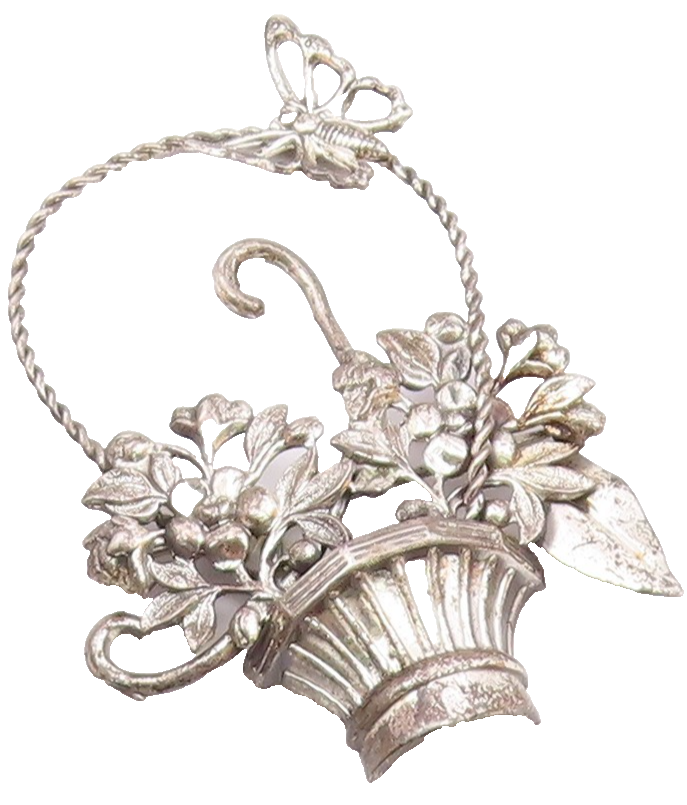 925 Sterling Silver  Vintage Flower Basket Twist Handle Brooch Pin  BP8291