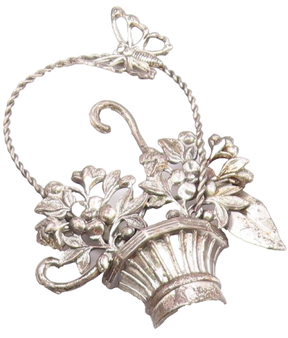 925 Sterling Silver  Vintage Flower Basket Twist Handle Brooch Pin  BP8291