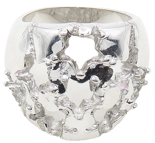 925 Sterling Silver  Sculpted Open Design Shiny Band Ring Sz 8.5  RG16867