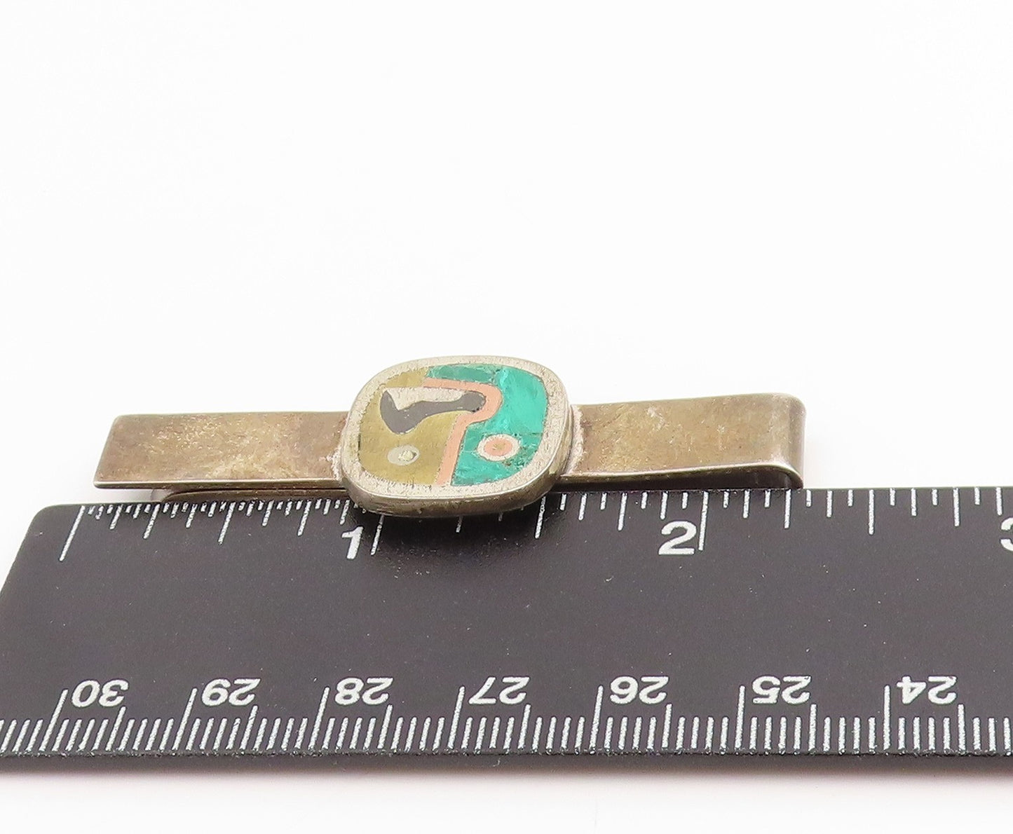 925 Sterling Silver Vintage Tie Clip MEXICO Modernist Geometric Design  TR4027