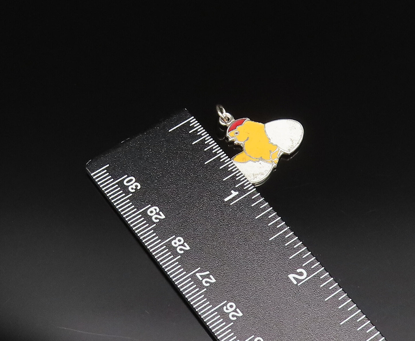 925 Sterling Silver  Vintage Enamel Chick Hatching From Egg Pendant  PT21213