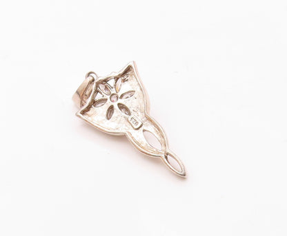 925 Silver  Vintage Fancy Cubic Zirconia Flower Twisted Drop Pendant  PT21666