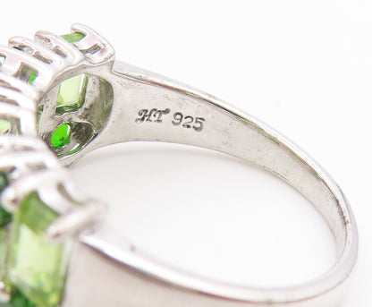 925 Sterling Silver Vintage Ring Elegant Peridot Multi Row Band  Sz 8  RG35977