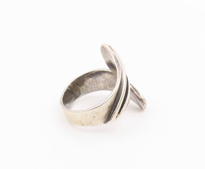 925 Sterling Silver Vintage Ring MEXICO Modernist Bypass Band  Sz 10  RG36536
