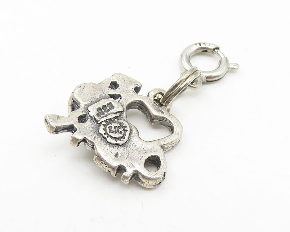 925 Sterling Silver  Vintage I Love To Cheer Megaphone Drop Pendant  PT8930