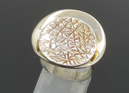 925 Sterling Silver  Vintage Shiny Etched Detail Round Band Ring Sz 6  RG20457