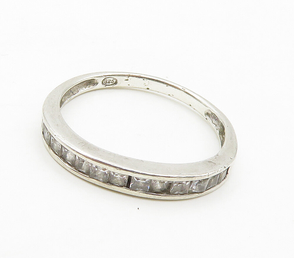 925 Sterling Silver  Sparkling Cubic Zirconia Smooth Band Ring Sz 9  RG16308