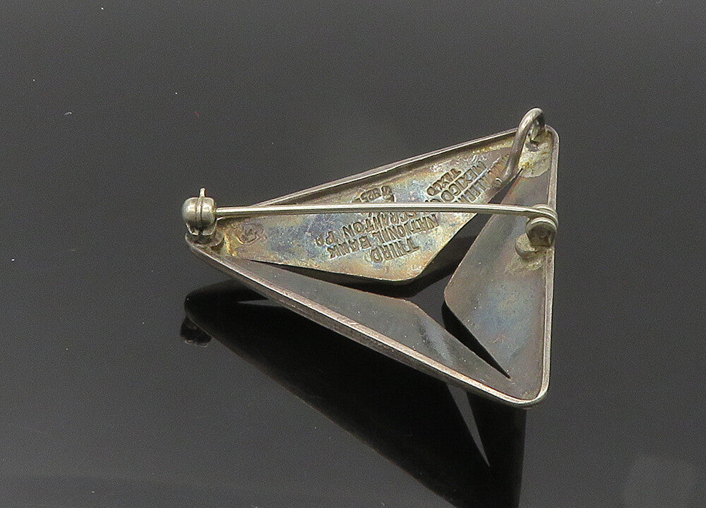 RANCHO ALEGRE MEXICO 925 Sterling Silver  Vintage Triangle Brooch Pin  BP8631