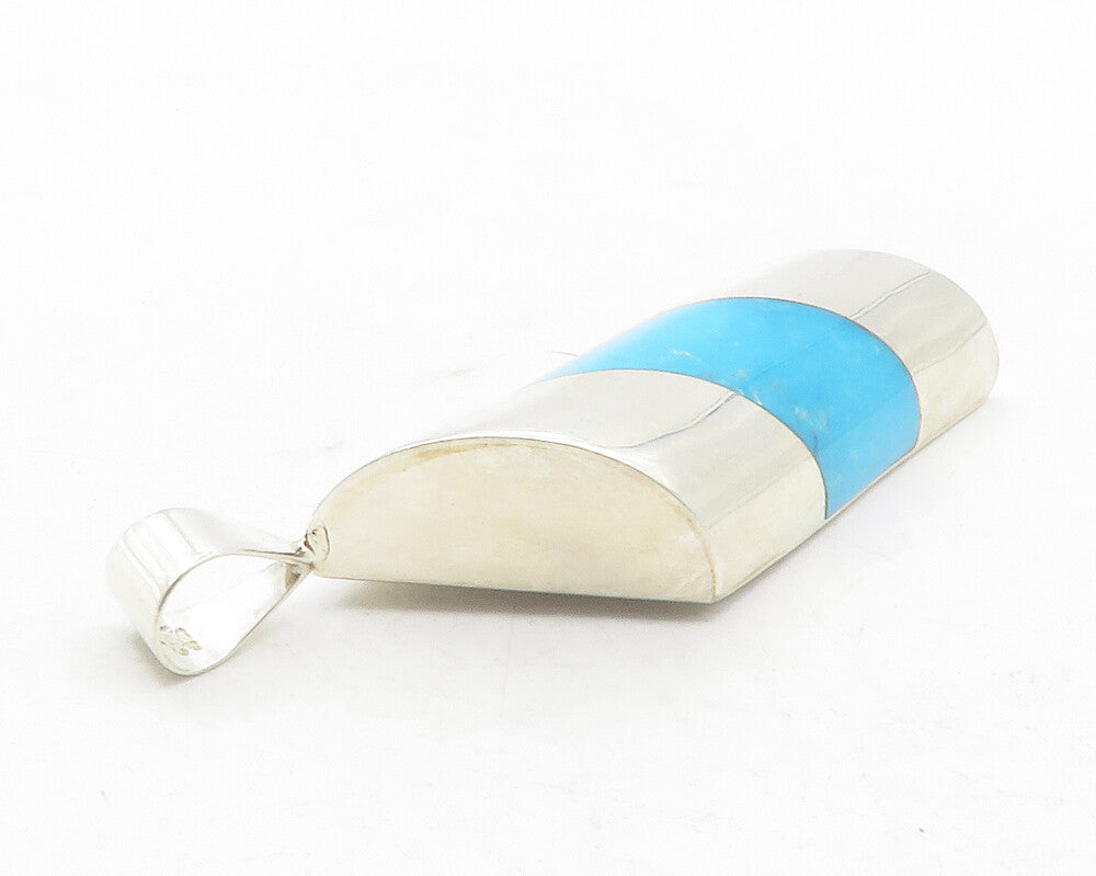 DTR JAY KING 925 Silver  Vintage Inlaid Turquoise Dome Drop Pendant  PT9608