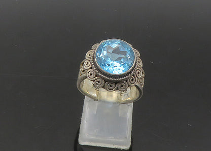 BALI 925 Sterling Silver  Vintage Blue Topaz Swirl Cocktail Ring Sz 7  RG22085