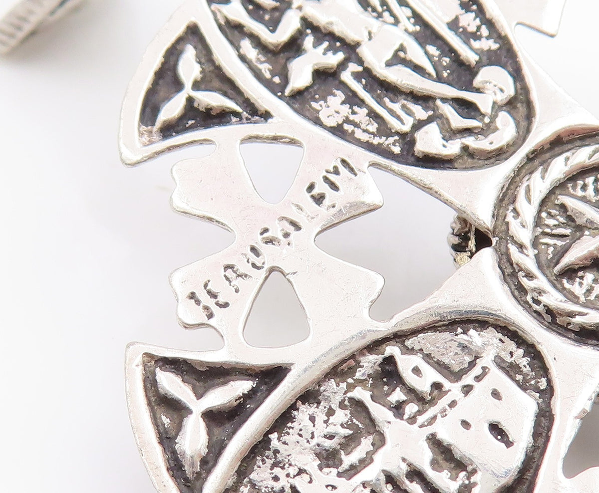 925 Sterling Silver Vintage Pendant JERUSALEM Classic Crusader Cross  PT26299