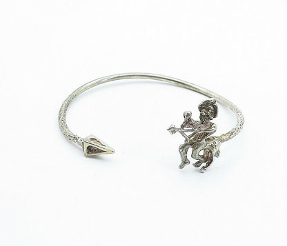 SHEBA 925 Silver  Vintage Antique Centaur Bow & Arrow Cuff Bracelet  BT2674