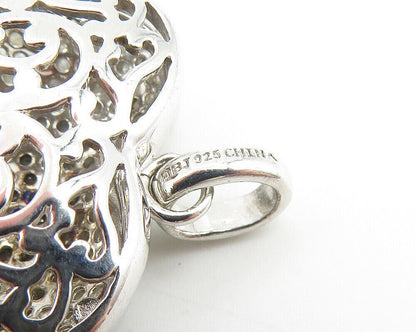 925 Sterling Silver  Genuine Diamonds Love Heart Locket Pendant (OPENS) PT9010