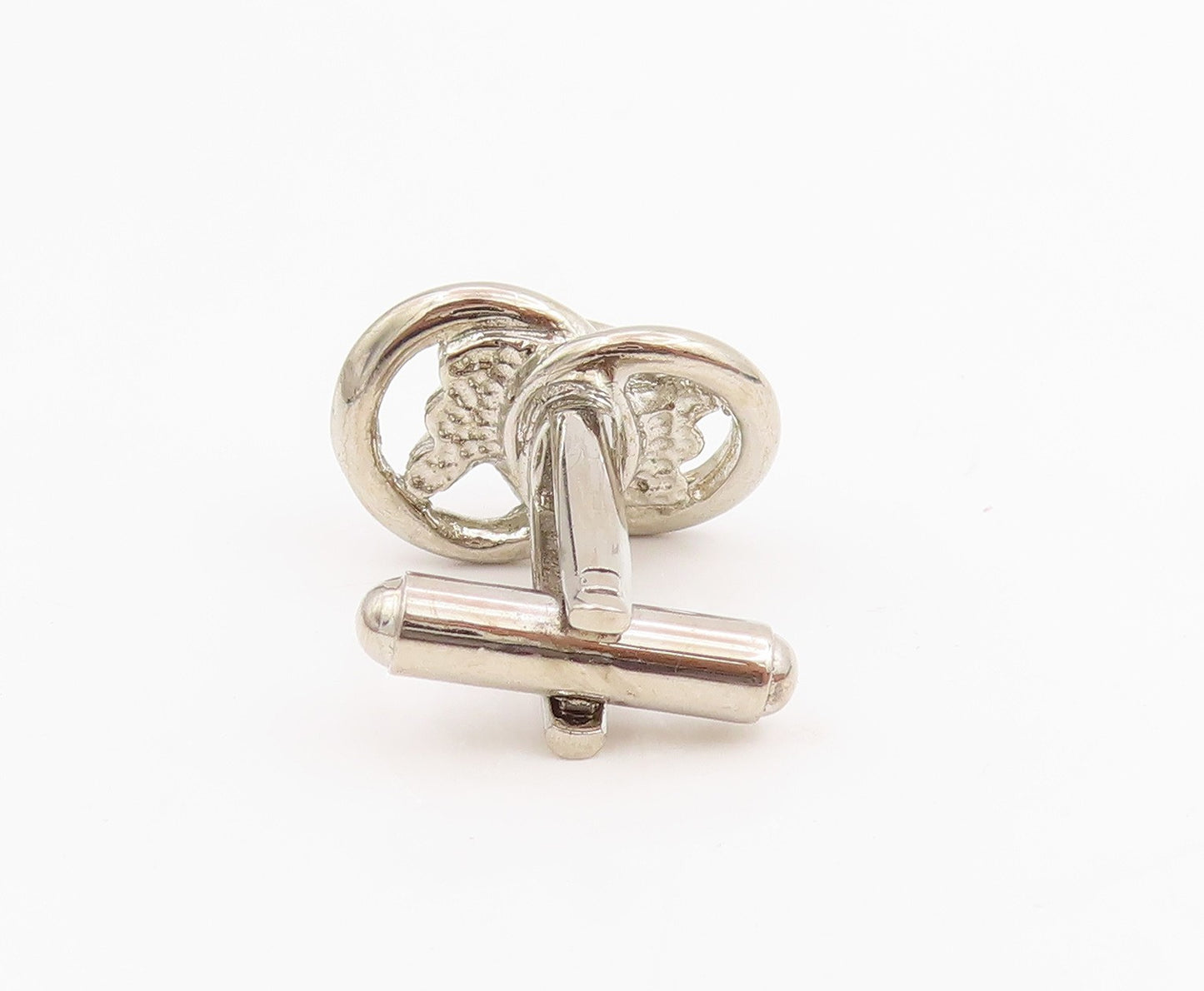 925 Sterling Silver Vintage Cuff Links Chunky Two Tone Interlocking Knot TR4054