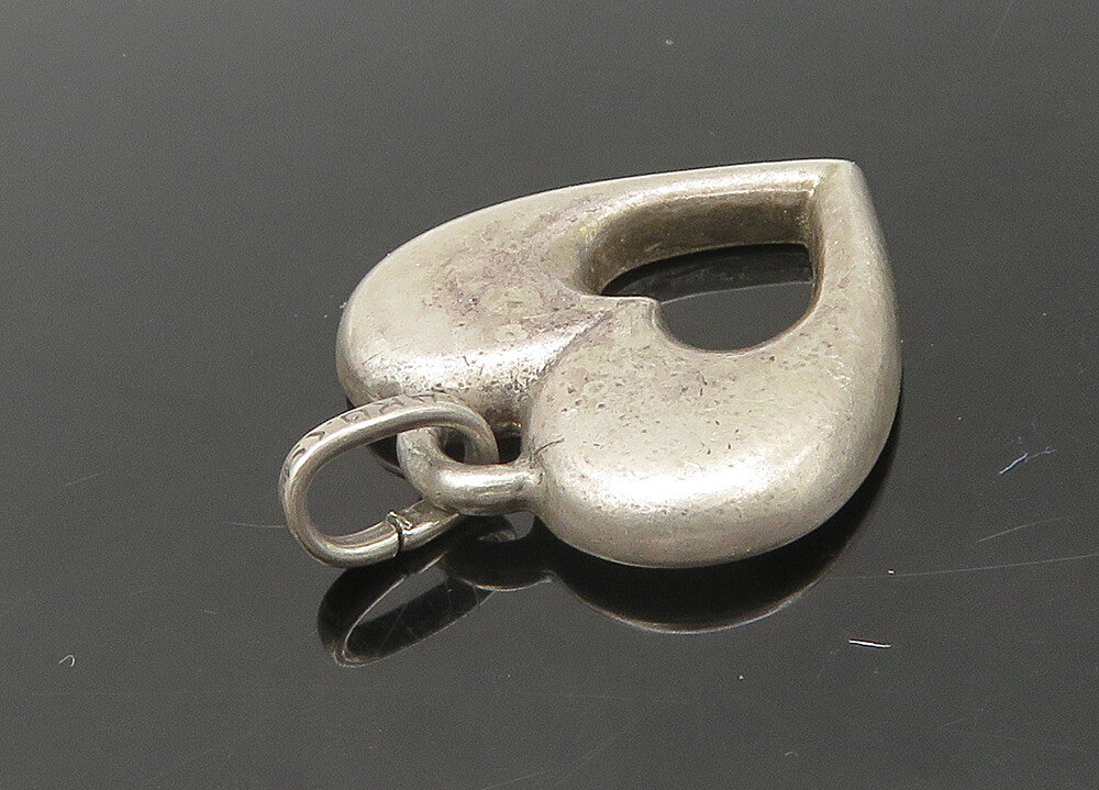 925 Sterling Silver  Vintage Open Love Heart Smooth Drop Pendant  PT17946