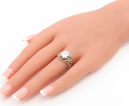 925 Sterling Silver Vintage Ring KABANA CZ Floral Openwork Band  Sz 7  RG36881
