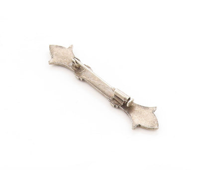 925 Sterling Silver Vintage Brooch Round CZ Geometric Crystal Bar Pin  BP11873