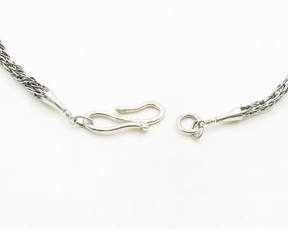 DESIGNER 925 Sterling Silver Vintage Turquoise Floral Chain Necklace NE3264