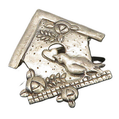 925 Sterling Silver  Vintage Mary Engelbreit Bird House Brooch Pin  BP8184