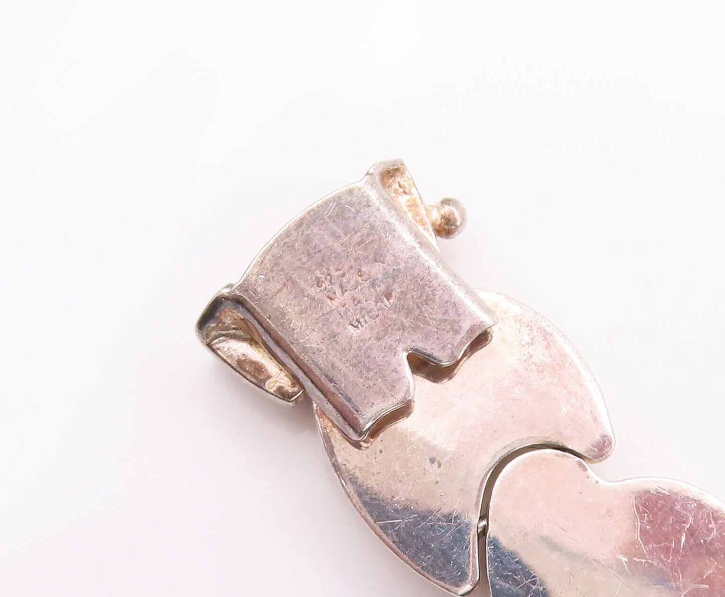 925 Sterling Silver Vintage Bracelet Brutalist Carved Puffed Design  BT10644